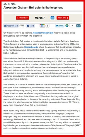 Alexander Graham Bell Patents The Telephone